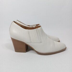 SARTO Womens White Leather Heeled Ankle Boots Size 6M
